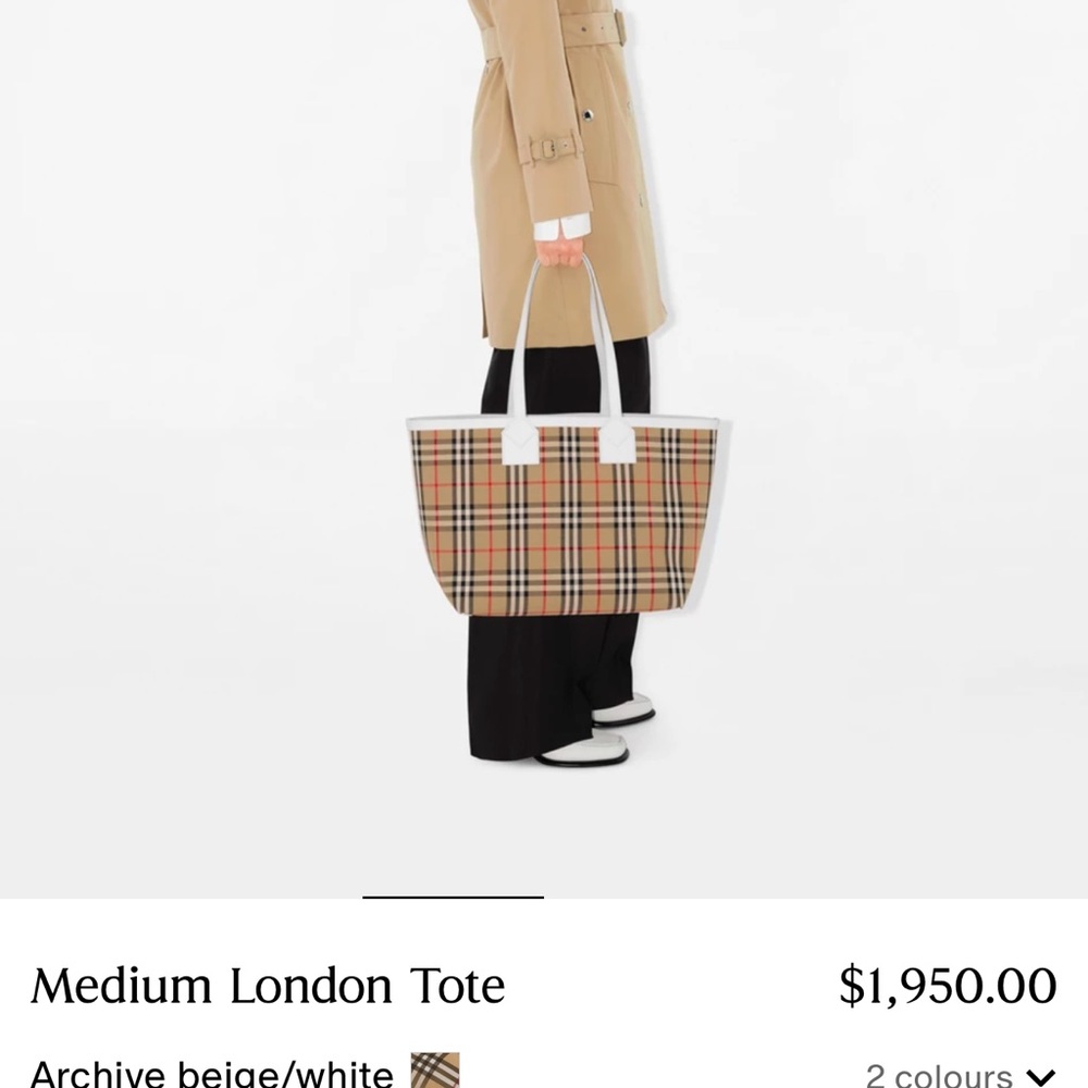 Burberry London Tote Tan and White Tote Bag Classic Design